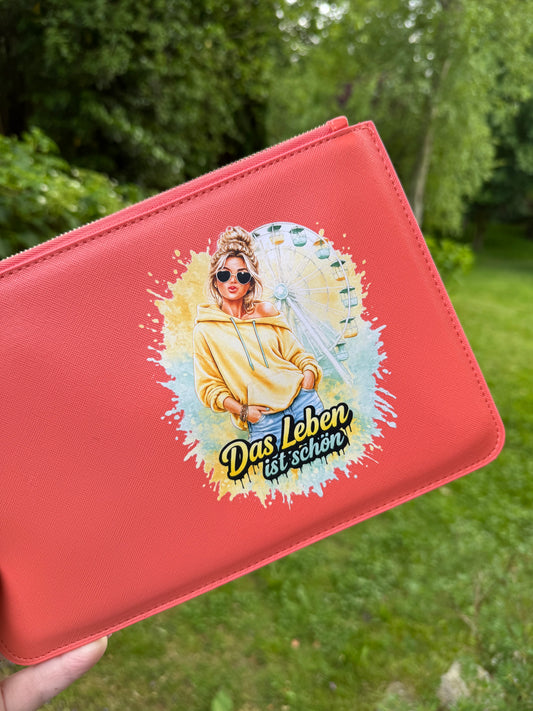 schmale Geldtasche | Leder | "Das Leben ist schön"