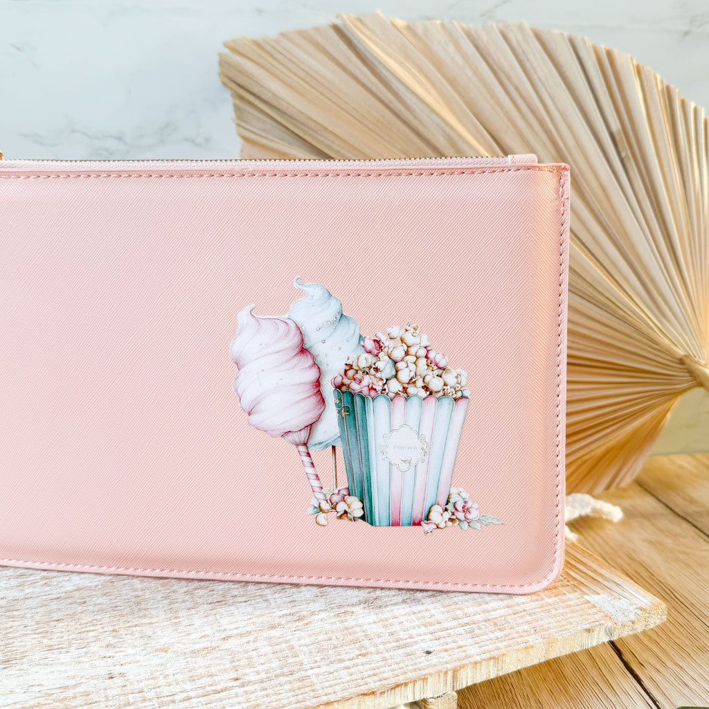schmale Geldtasche | Leder | "Popcorn & Zuckerwatte"