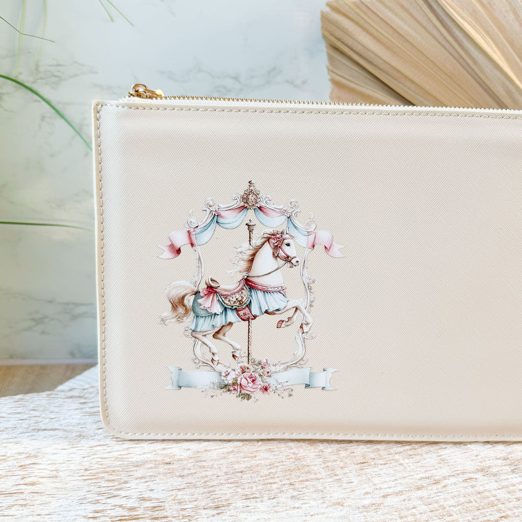 schmale Geldtasche | Leder | "Vintage Karussellpferd"