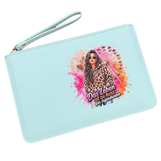 schmale Geldtasche | Leder | "Das Leben ist kurz" Leo