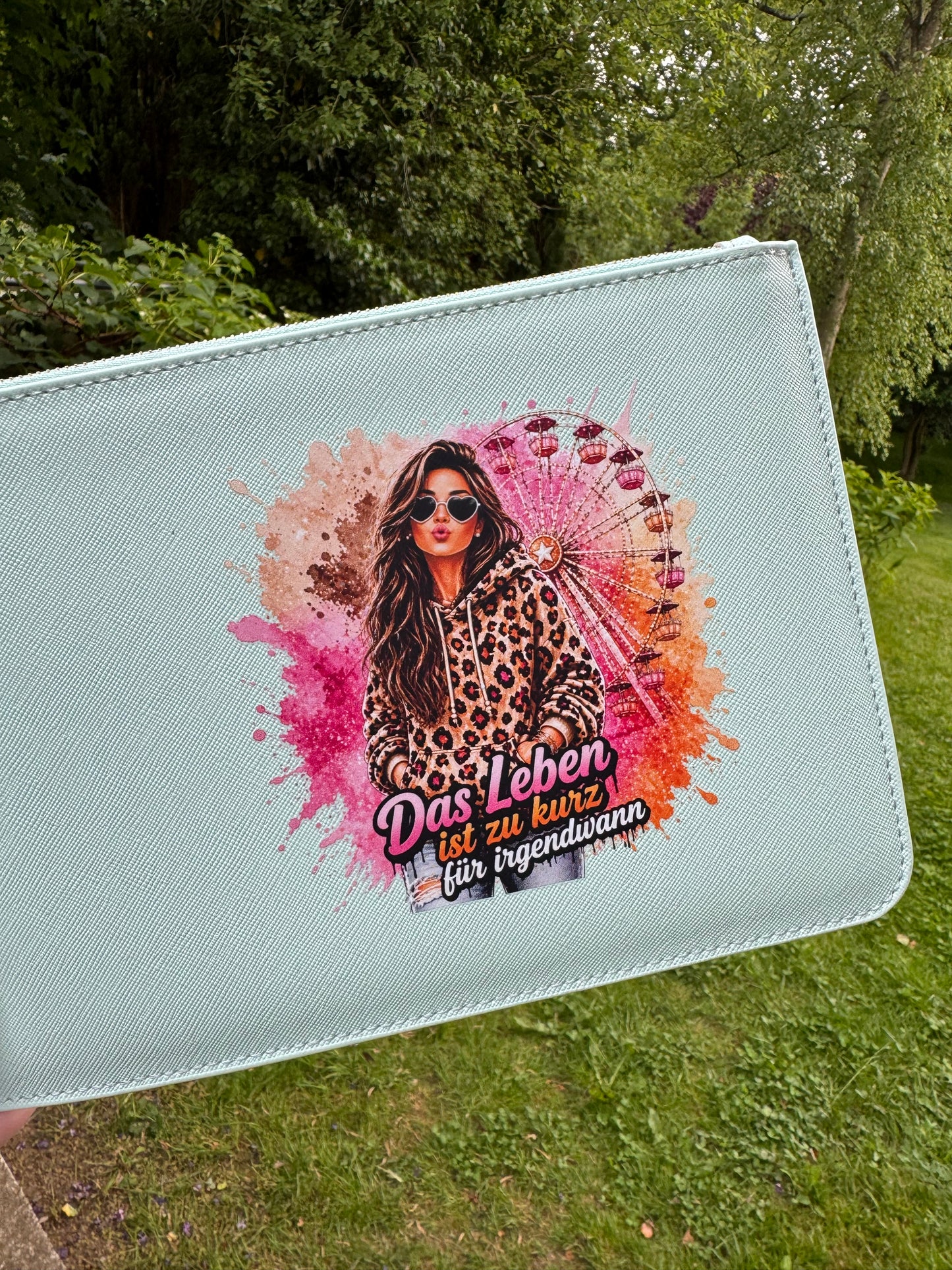 schmale Geldtasche | Leder | "Das Leben ist kurz" Leo