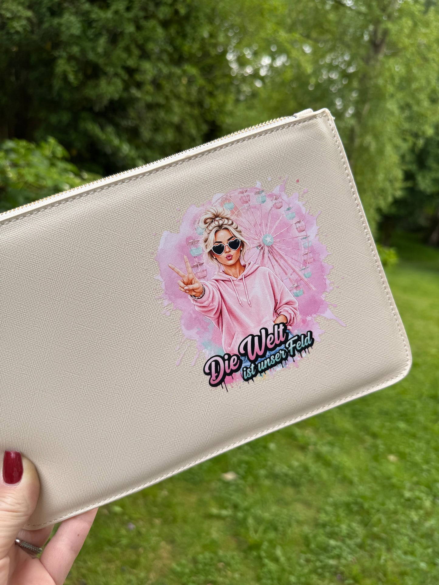 schmale Geldtasche | Leder | "weite Welt" Rosa