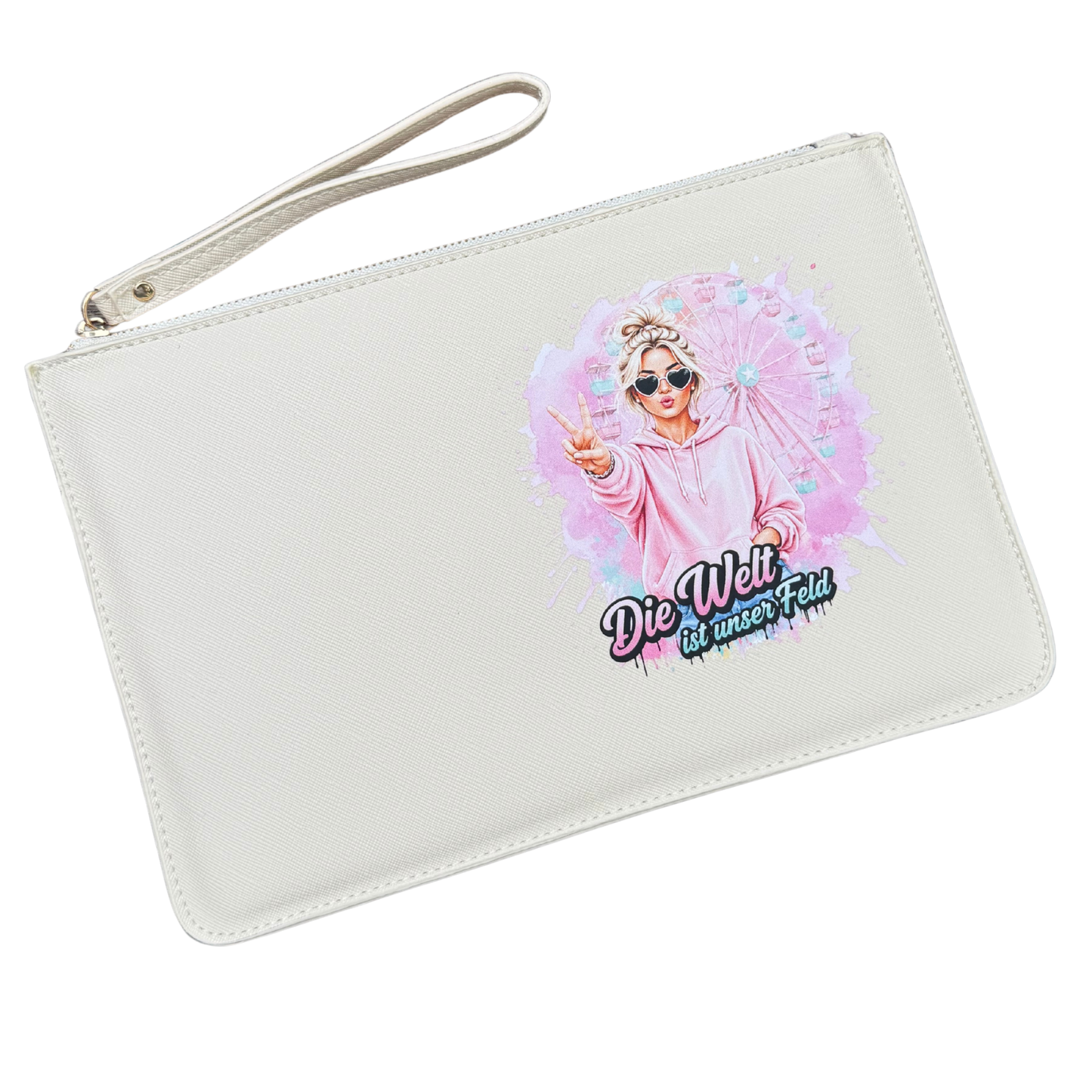 schmale Geldtasche | Leder | "weite Welt" Rosa