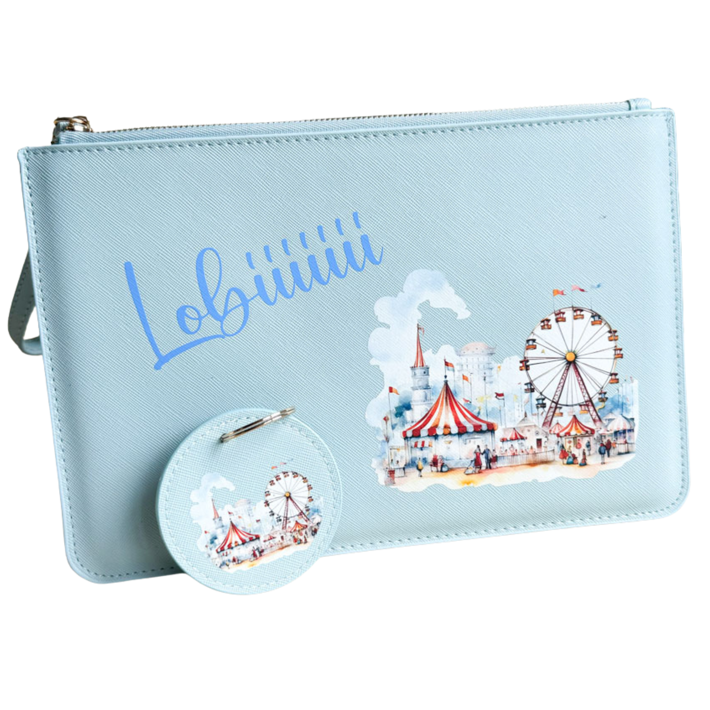 schmale Geldtasche & Schlüsselanhänger | Leder | "Kirmes"