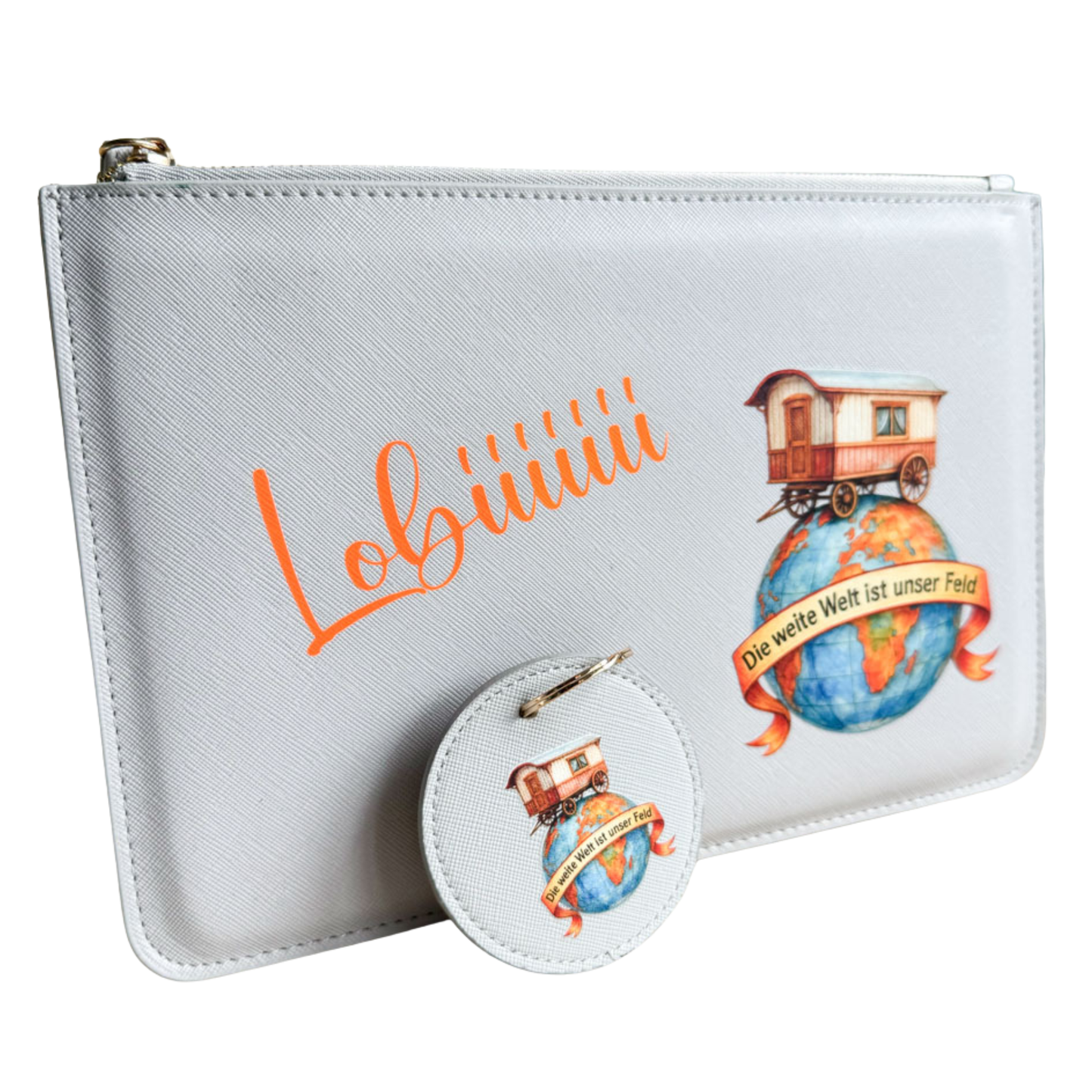 schmale Geldtasche & Schlüsselanhänger | Leder | "weite Welt"