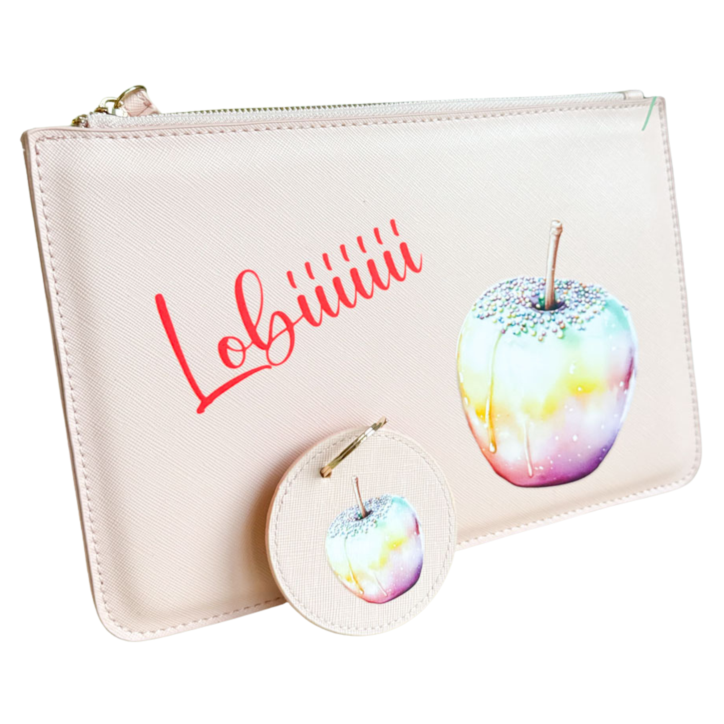 schmale Geldtasche & Schlüsselanhänger | Leder | "Liebesapfel"