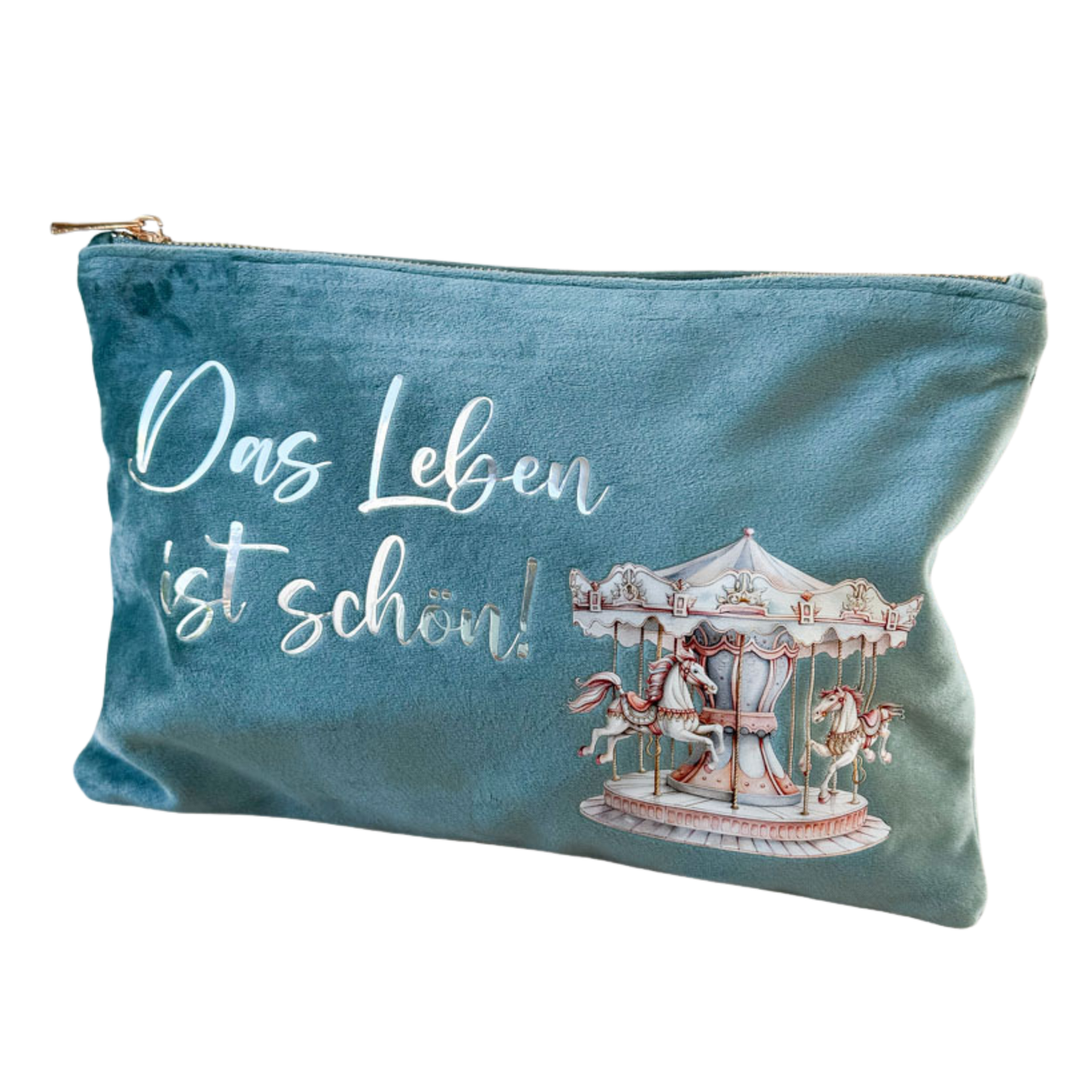 Kosmetiktasche | Samt | Das Leben ist schön | Karussell