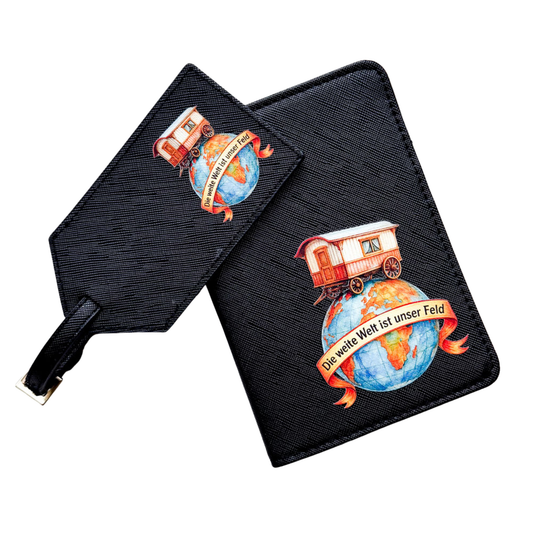 Reisepasshülle & Kofferanhänger | Leder | "weite Welt"