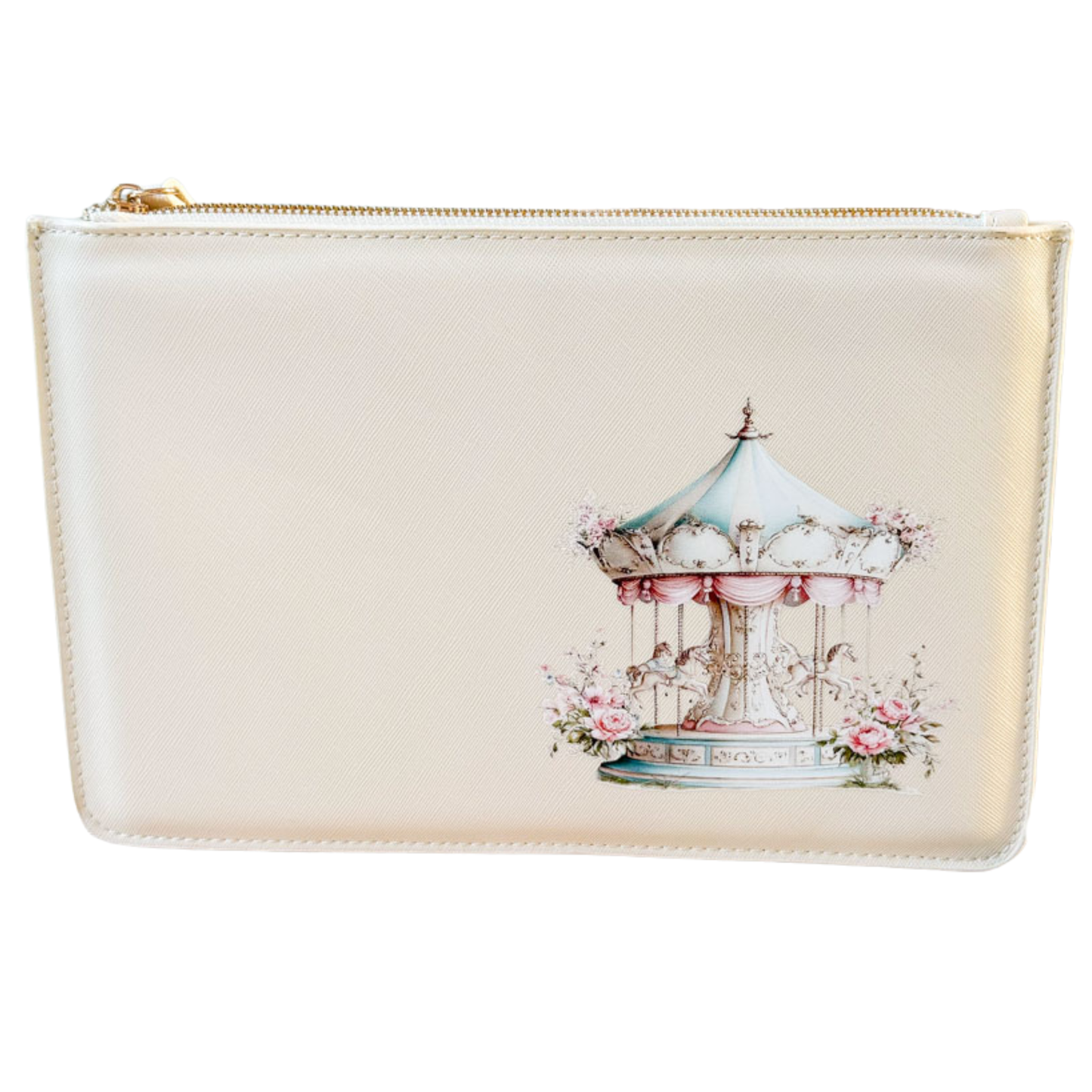 schmale Geldtasche | Leder | "Vintage Pferdekarussell"