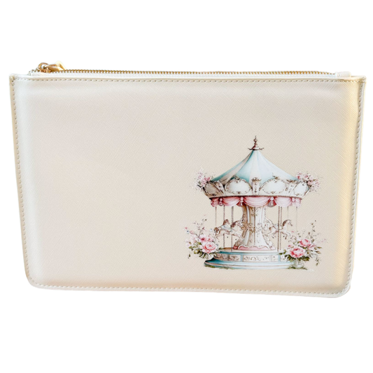 schmale Geldtasche | Leder | "Vintage Pferdekarussell"