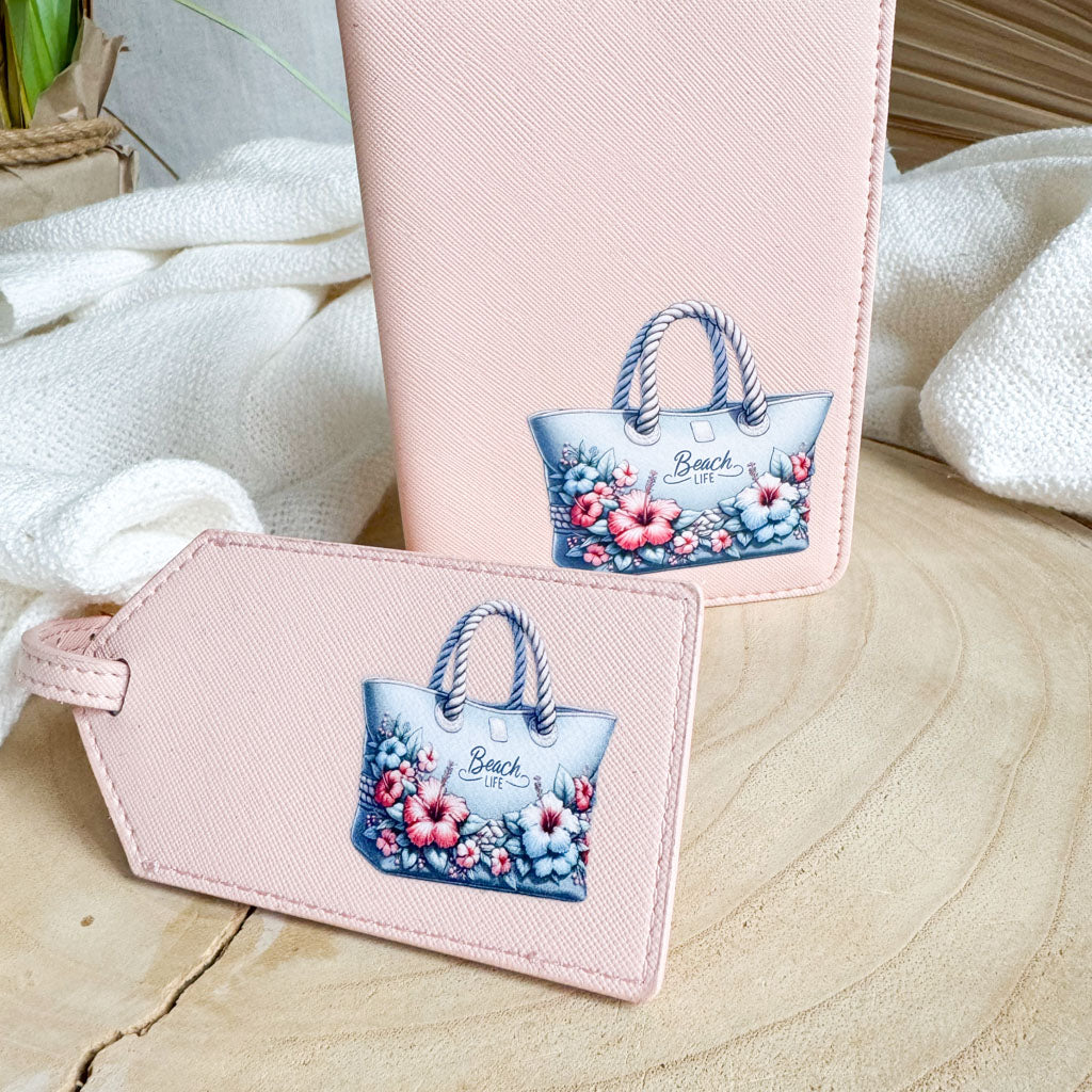 Reisepasshülle & Kofferanhänger | Leder | "Strandtasche"