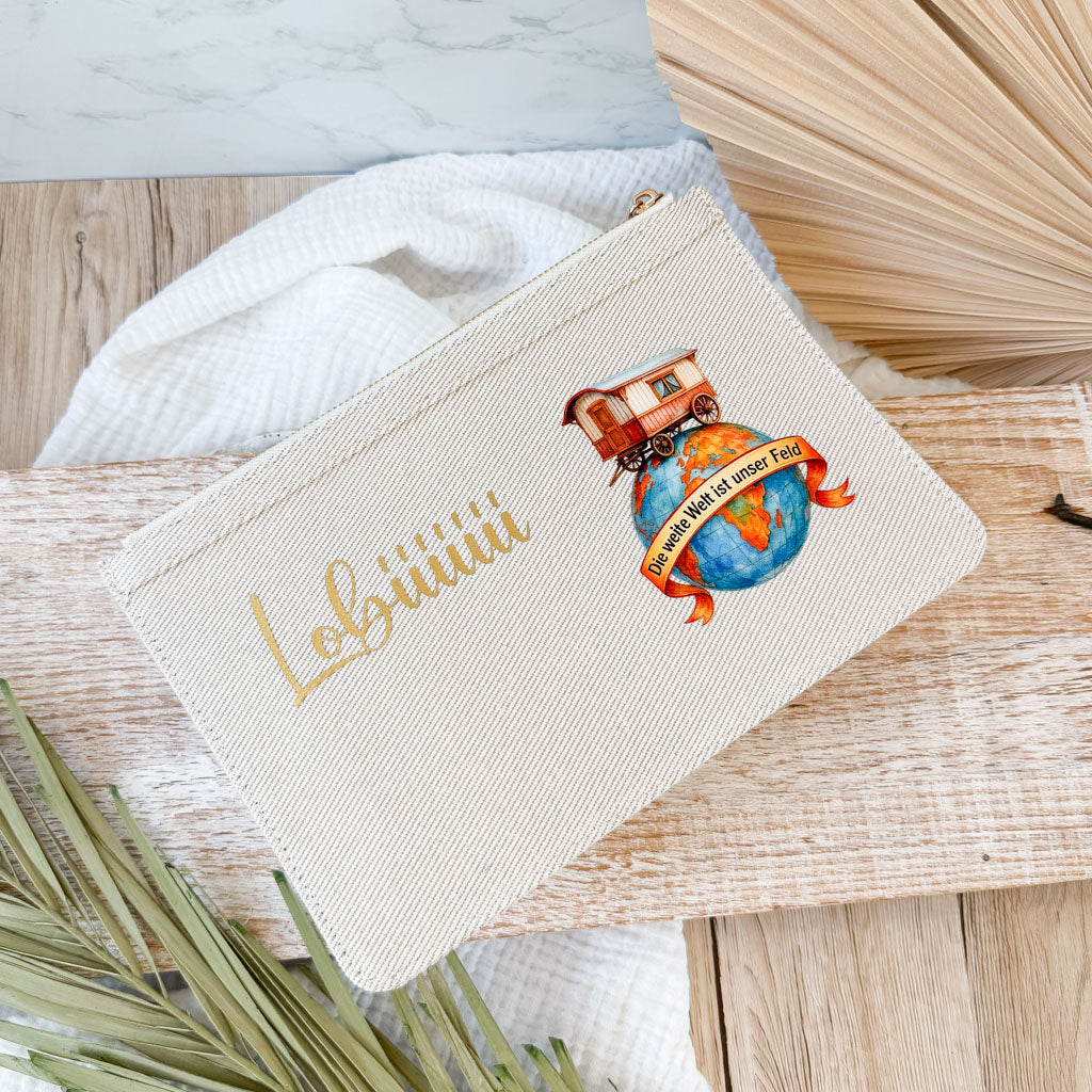 schmale Geldtasche | Canvas | "weite Welt"
