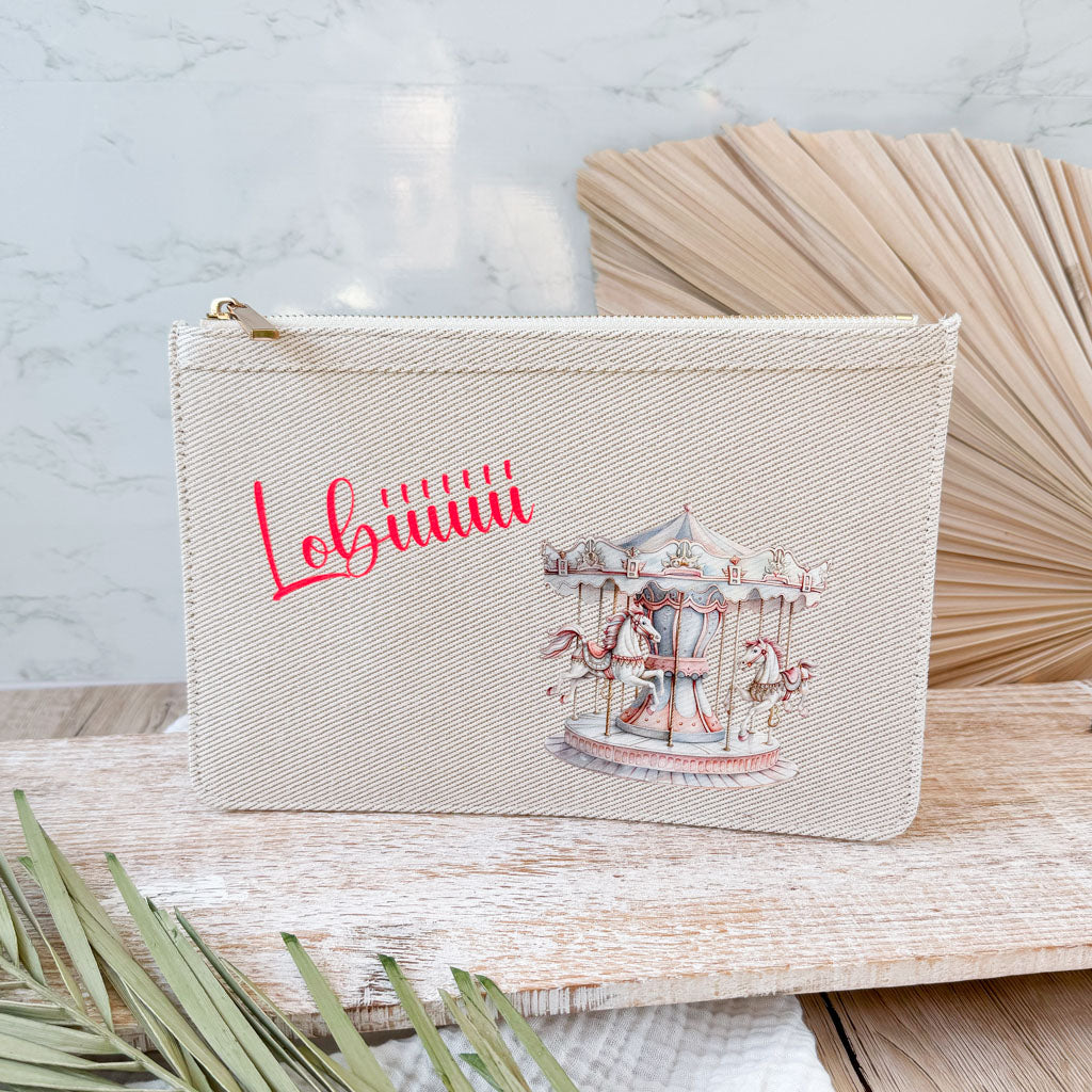 schmale Geldtasche | Canvas | "Karussell Lobiiii"