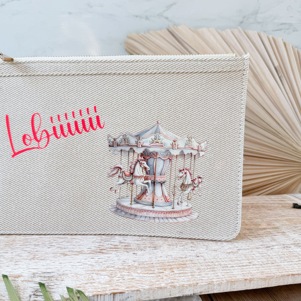 schmale Geldtasche | Canvas | "Karussell Lobiiii"