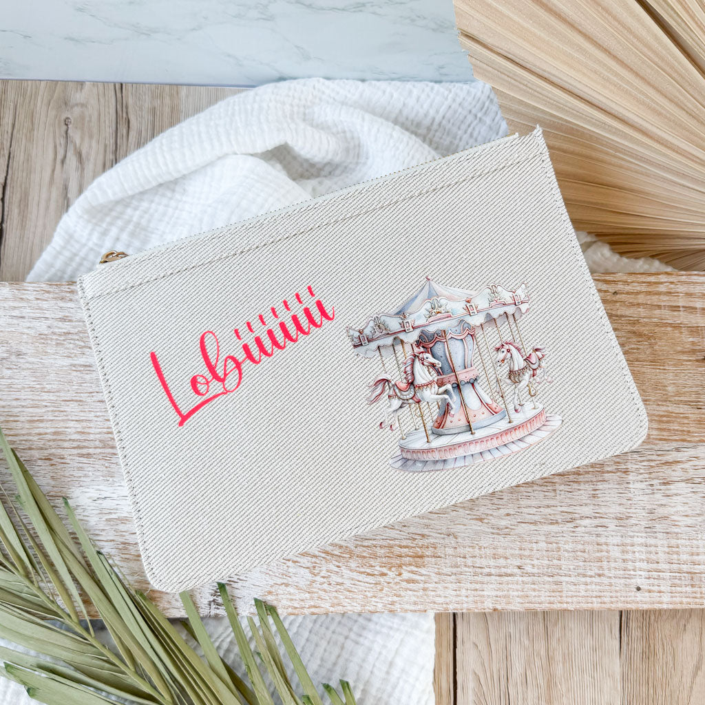 schmale Geldtasche | Canvas | "Karussell Lobiiii"