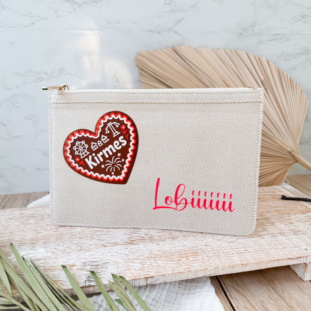 schmale Geldtasche | Canvas | "Lebkuchenherz"