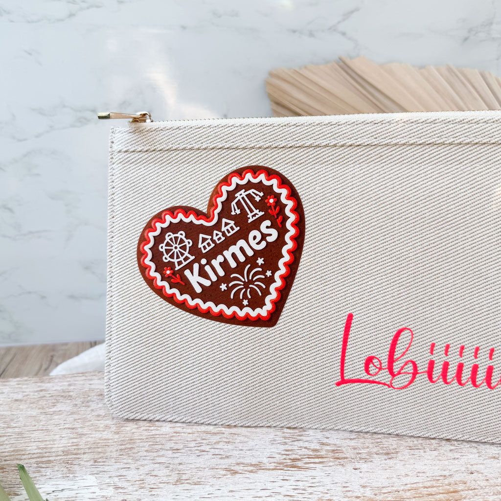 schmale Geldtasche | Canvas | "Lebkuchenherz"