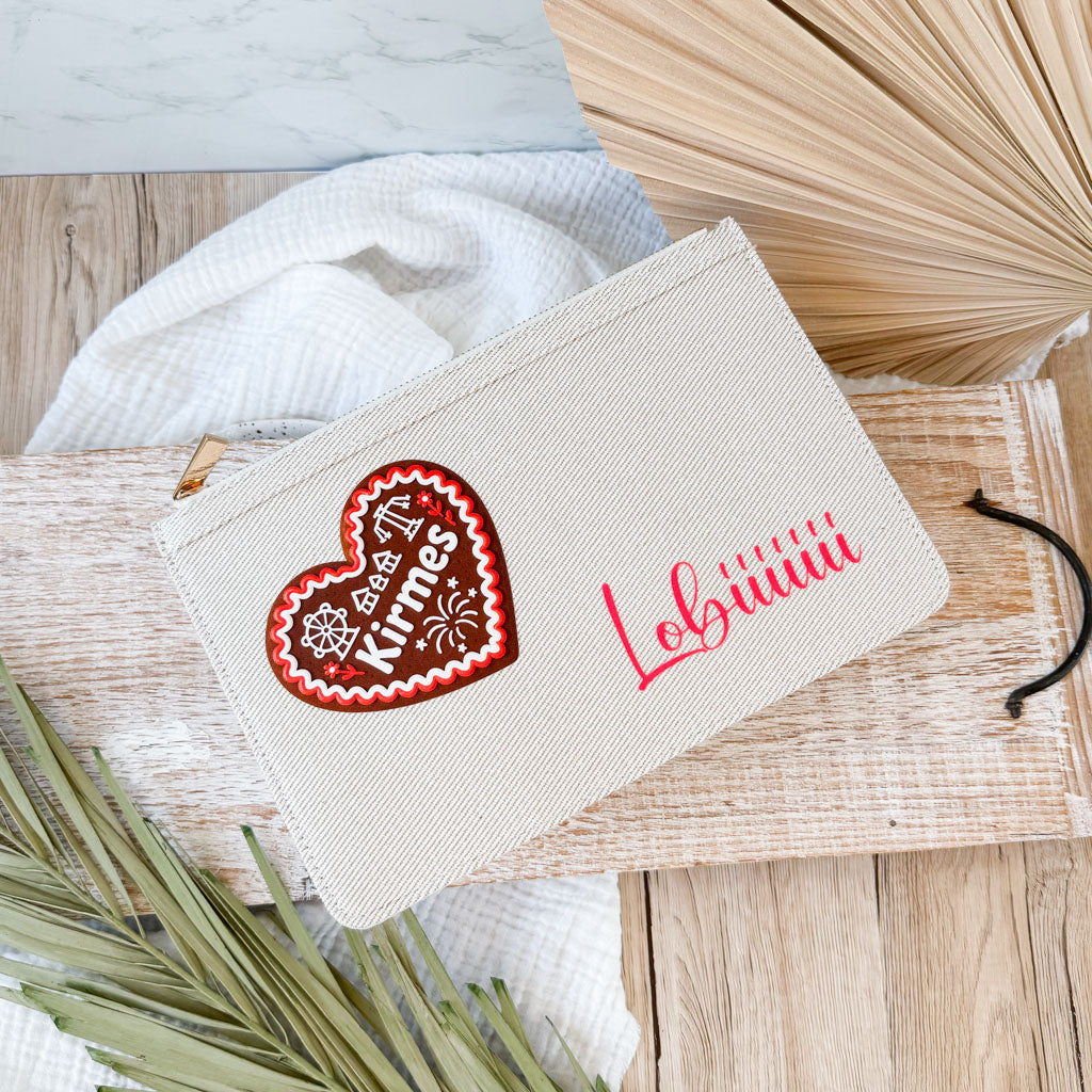 schmale Geldtasche | Canvas | "Lebkuchenherz"