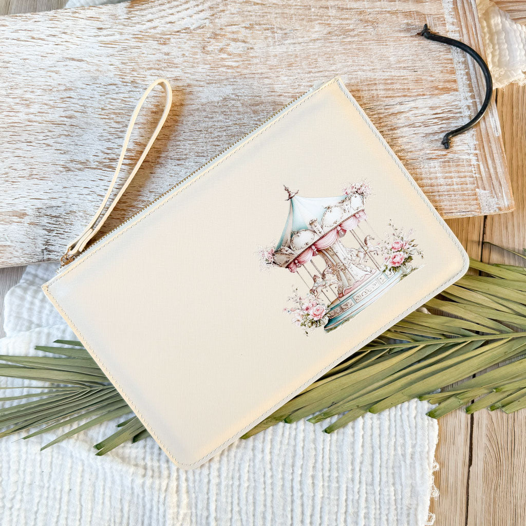 schmale Geldtasche | Leder | "Vintage Pferdekarussell"