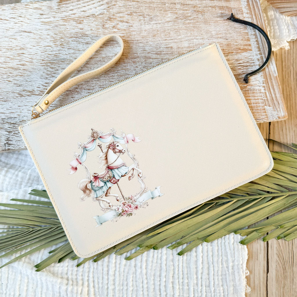 schmale Geldtasche | Leder | "Vintage Karussellpferd"