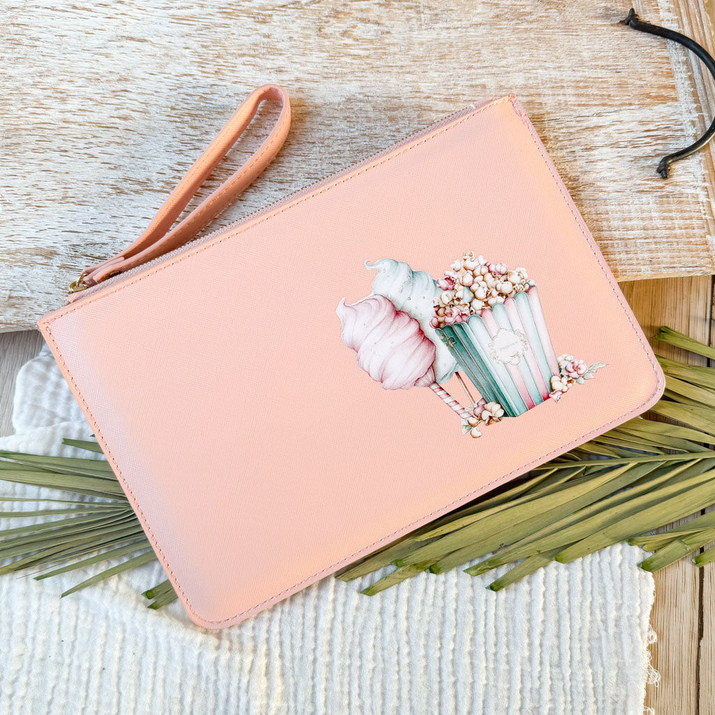 schmale Geldtasche | Leder | "Popcorn & Zuckerwatte"