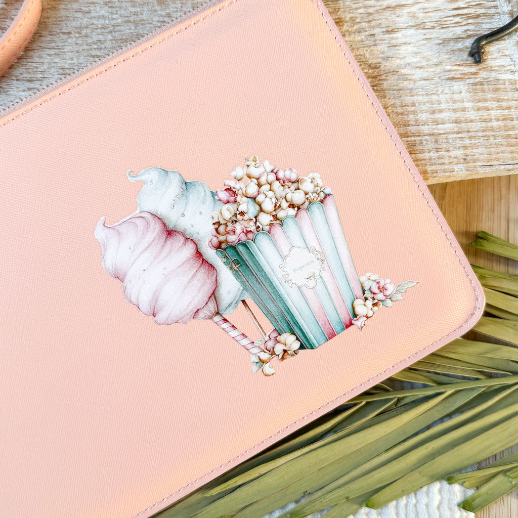 schmale Geldtasche | Leder | "Popcorn & Zuckerwatte"