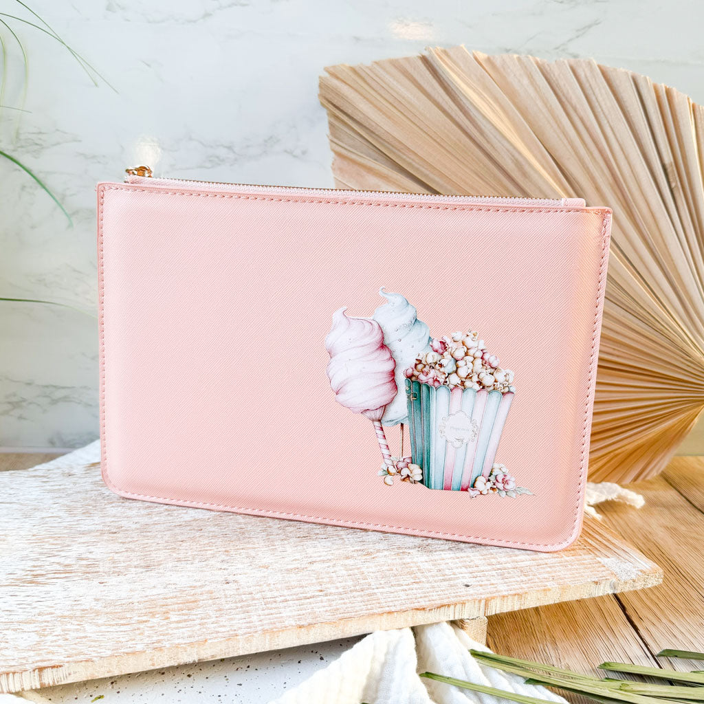 schmale Geldtasche | Leder | "Popcorn & Zuckerwatte"