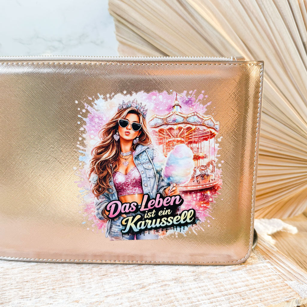 schmale Geldtasche | Leder | "Das Leben ist ein Karussell"
