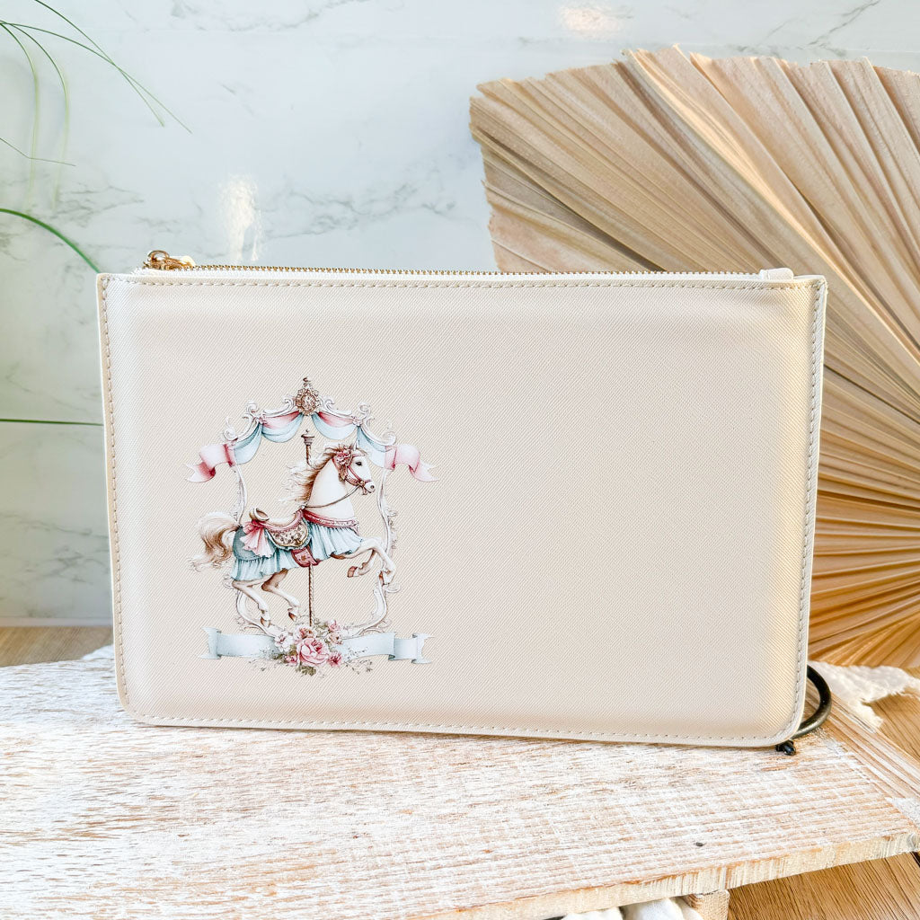 schmale Geldtasche | Leder | "Vintage Karussellpferd"