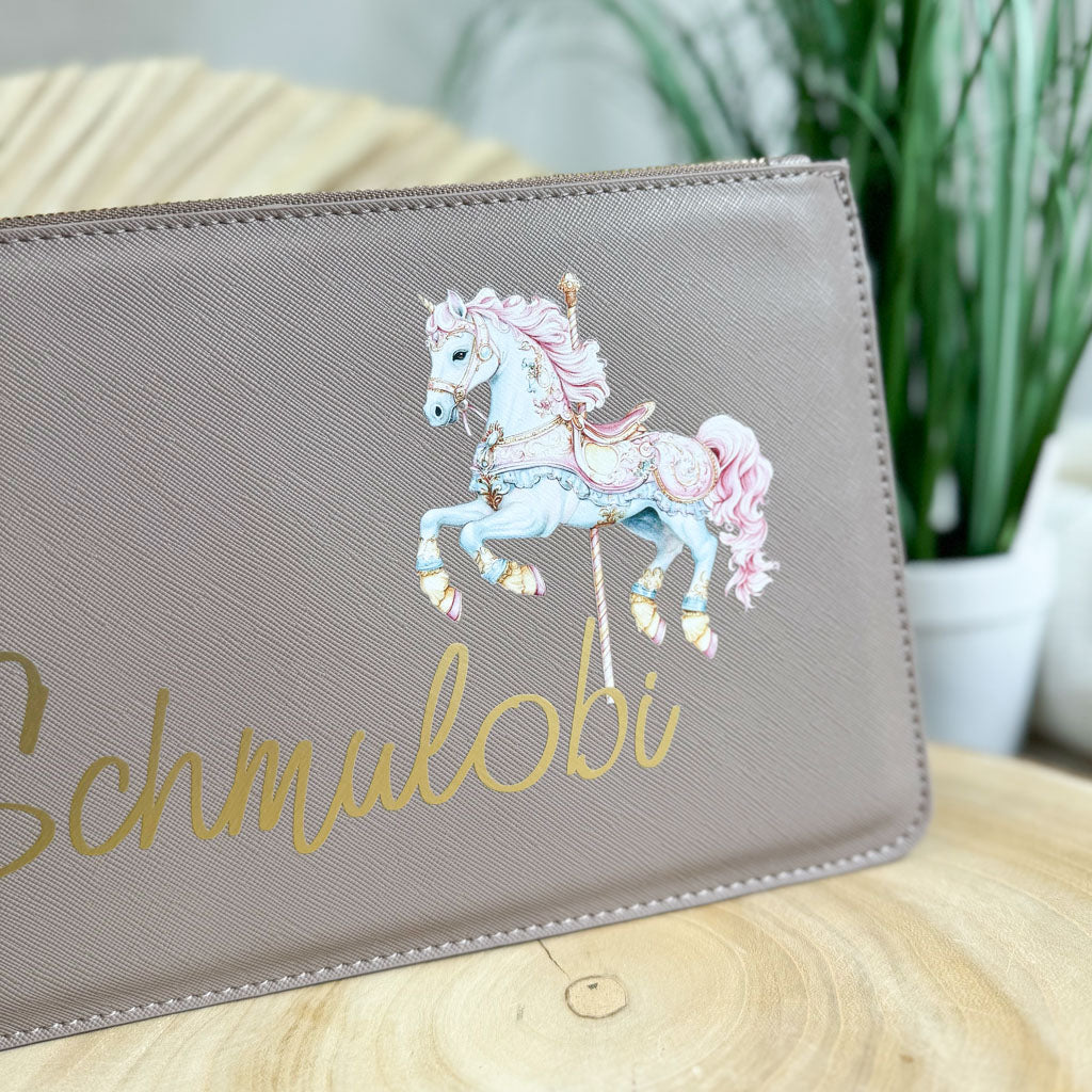 schmale Geldtasche | Leder | "Karussellpferd"