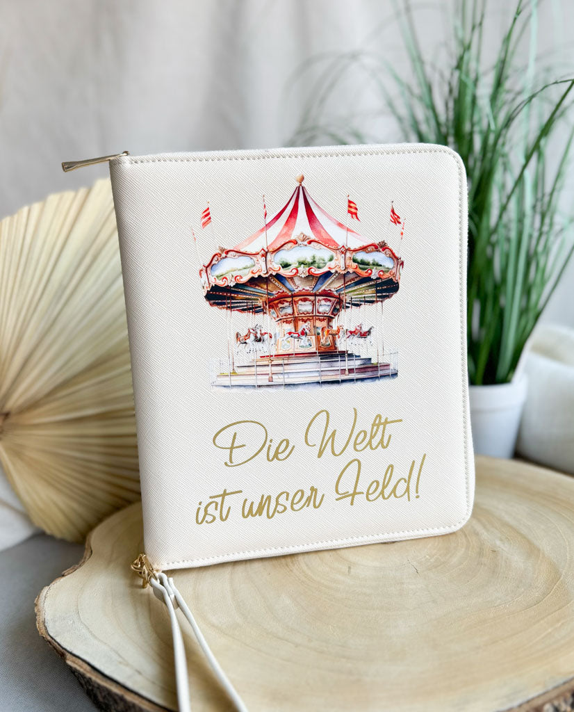 Familienorganizer | Leder | "rotes Karussell"