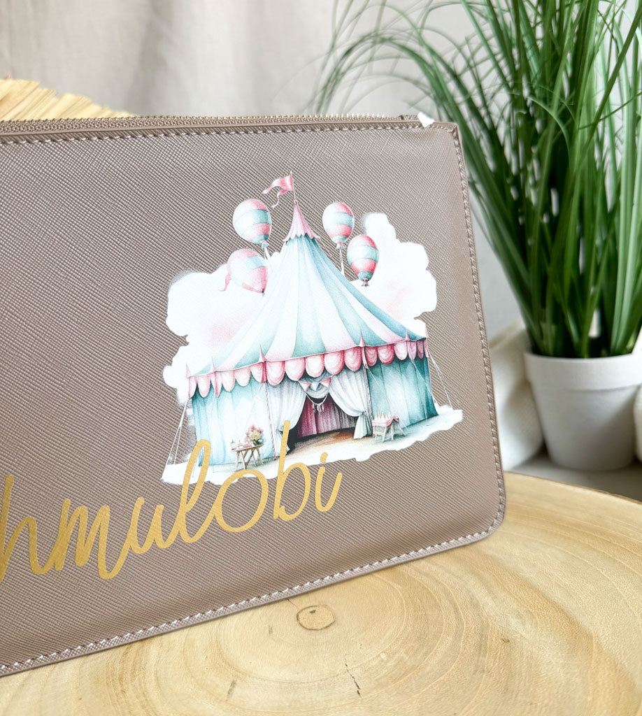 schmale Geldtasche | Leder | "Zirkuszelt Mint"