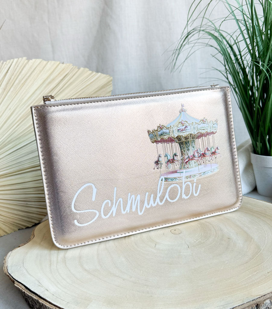 schmale Geldtasche | Leder | "Pferdekarussell"