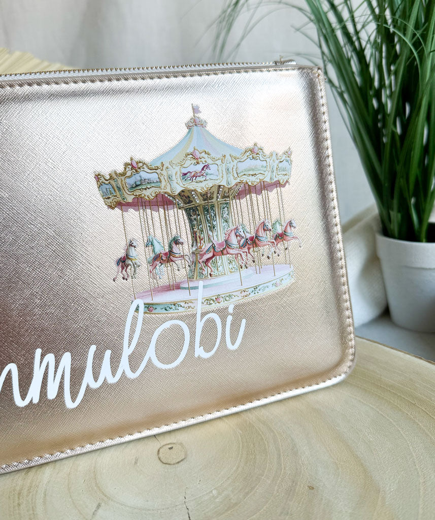 schmale Geldtasche | Leder | "Pferdekarussell"