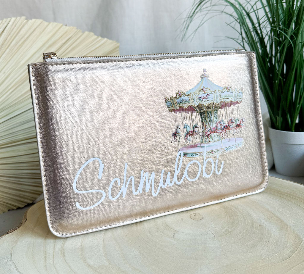 schmale Geldtasche | Leder | "Pferdekarussell"