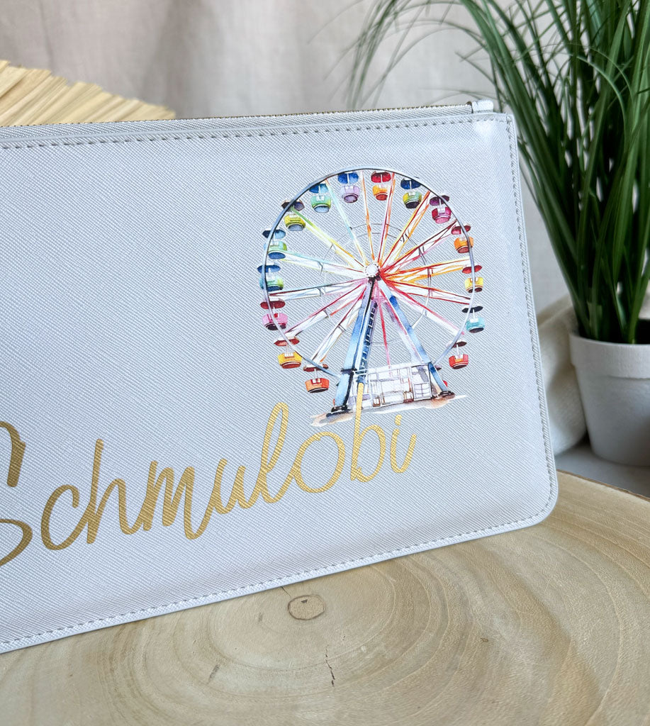 schmale Geldtasche | Leder | "Regenbogen Riesenrad"