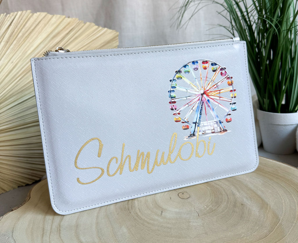 schmale Geldtasche | Leder | "Regenbogen Riesenrad"