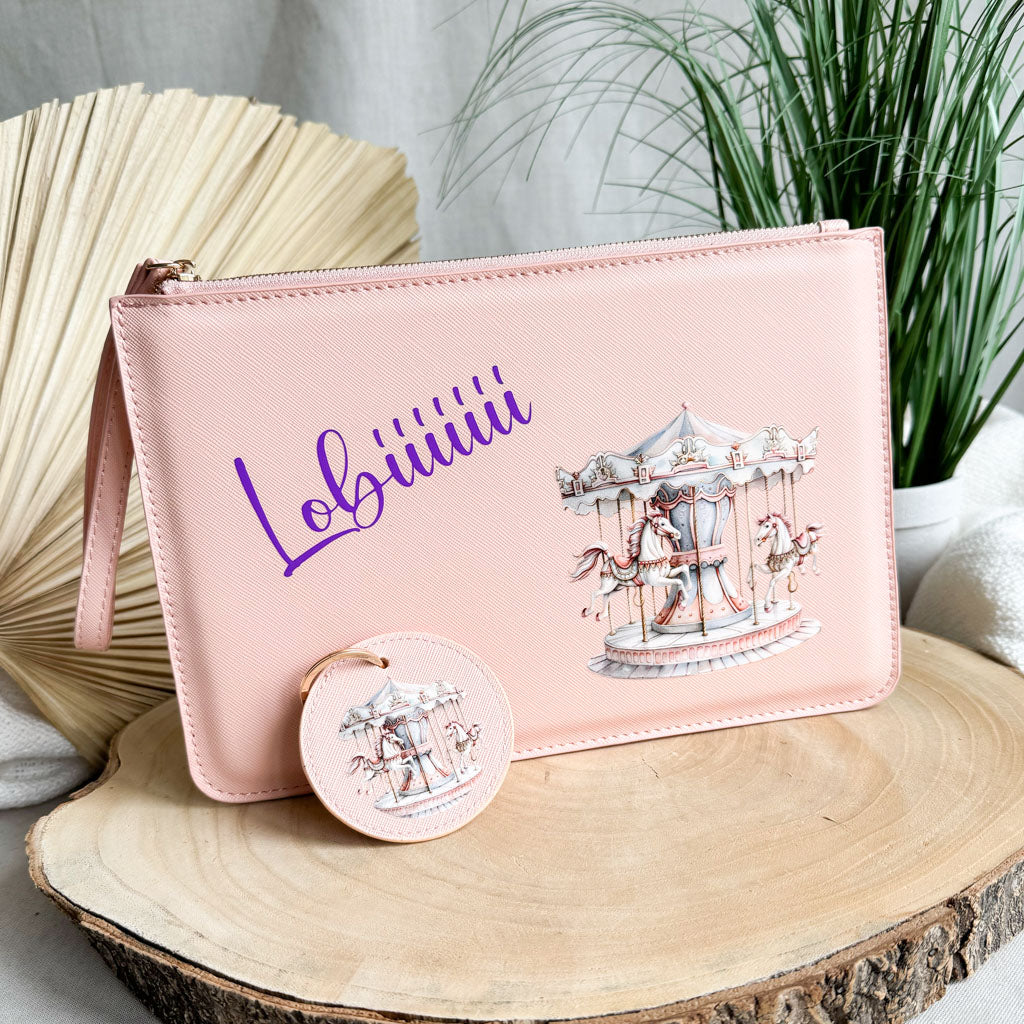 schmale Geldtasche & Schlüsselanhänger | Leder | "Karussell"