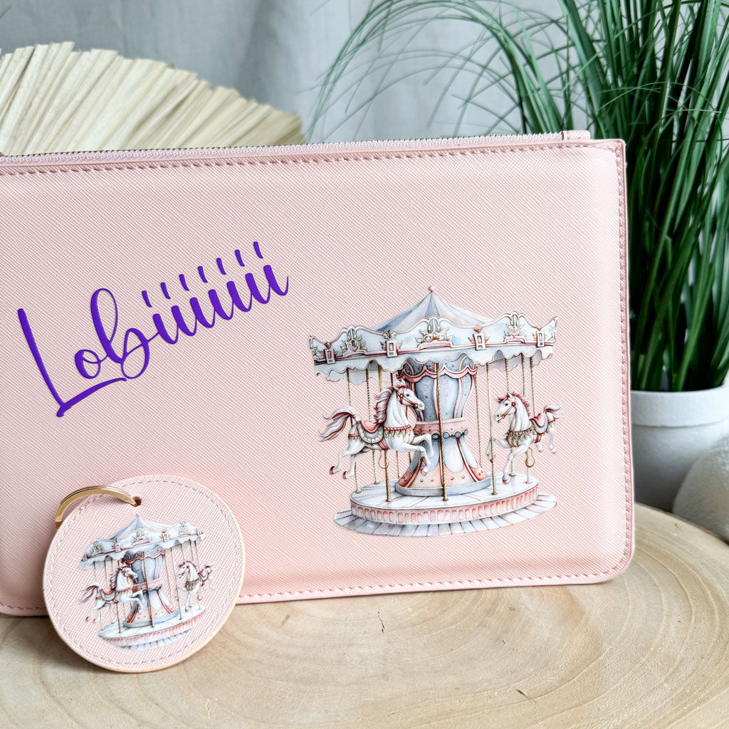 schmale Geldtasche & Schlüsselanhänger | Leder | "Karussell"