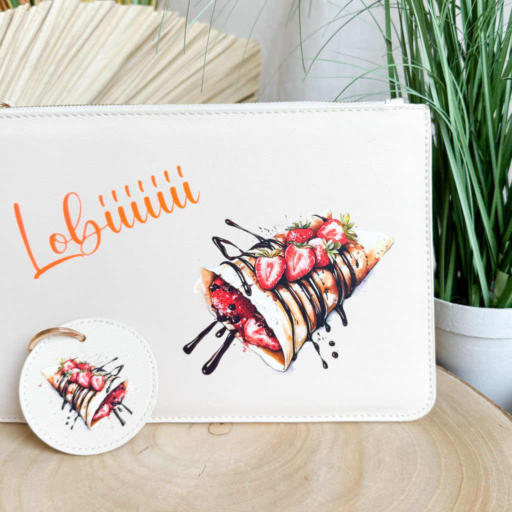 schmale Geldtasche & Schlüsselanhänger | Leder | "Crêpes"