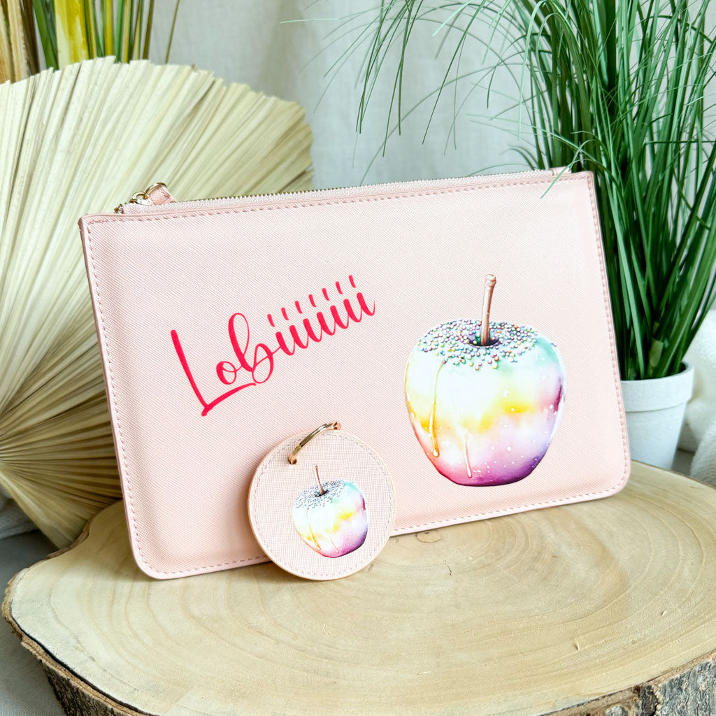 schmale Geldtasche & Schlüsselanhänger | Leder | "Liebesapfel"