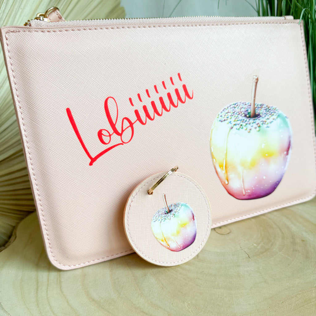 schmale Geldtasche & Schlüsselanhänger | Leder | "Liebesapfel"