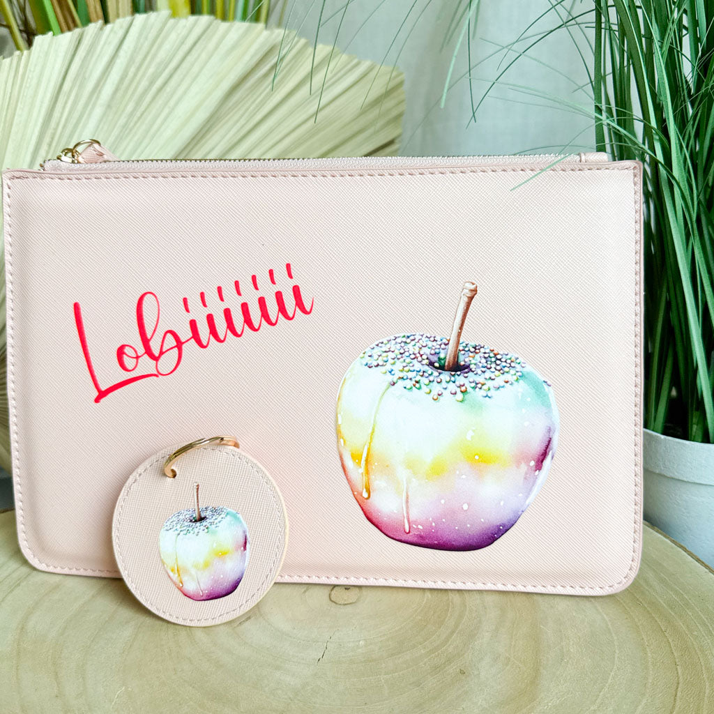 schmale Geldtasche & Schlüsselanhänger | Leder | "Liebesapfel"