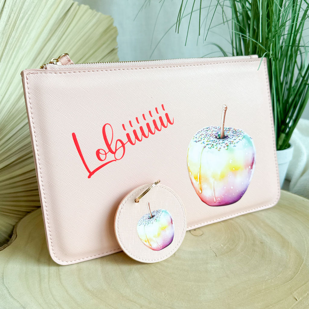 schmale Geldtasche & Schlüsselanhänger | Leder | "Liebesapfel"
