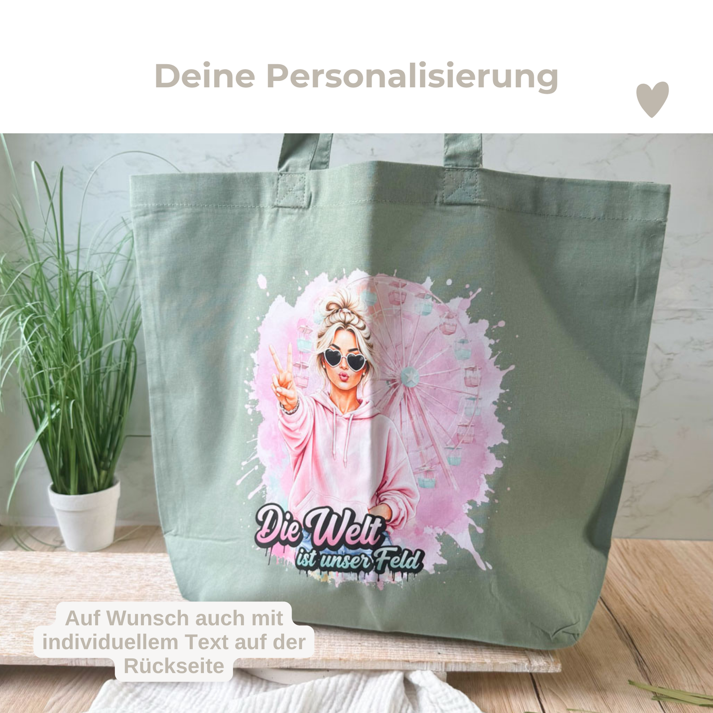 Baumwolle-Beutel | "weite Welt" Rosa